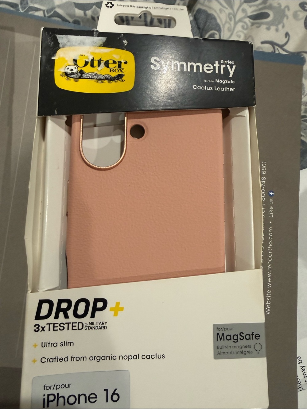 OtterBox Symmetry Series Cactus Leather Case - Pink NWT iPhone 16 open package